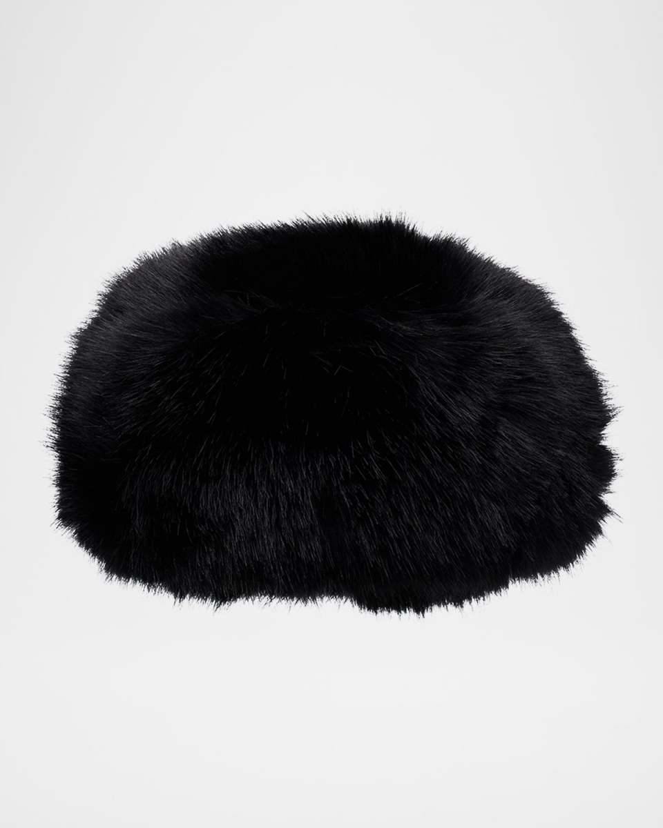 Grey Faux Fox Fur Beanie